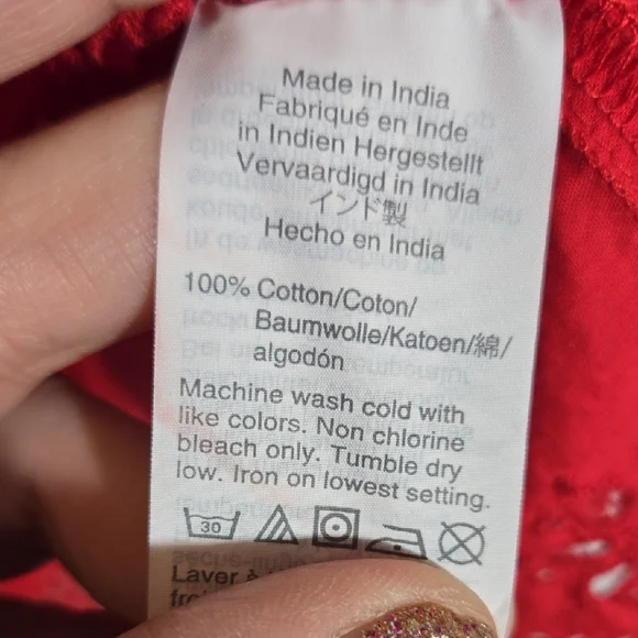 Madewell Red Eyelet Peplum Blouse Size Small - Picture 5 of 6